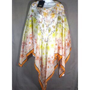 ROBERTO CAVALLI Class Printed Floral 100% Silk Caftano Kaftan Shawl  - One Size